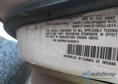 2005 Subaru Outback 3.0R L.l. Bean Edition из США, поврежденный, VIN 4S4BP86C754359314